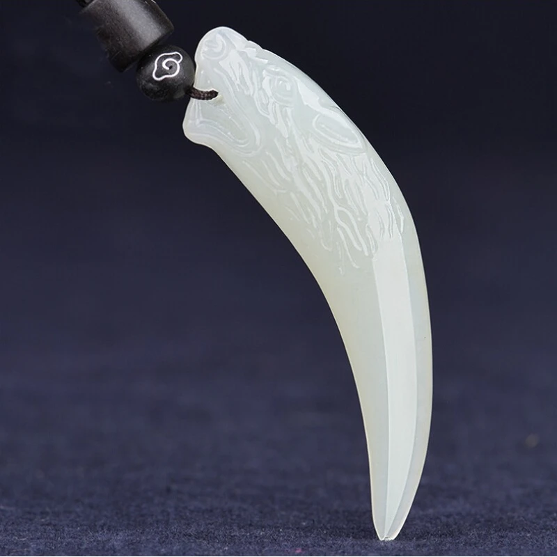 

White Jade Wolf Teeth Pendant Men's and Women's Jade Pendant