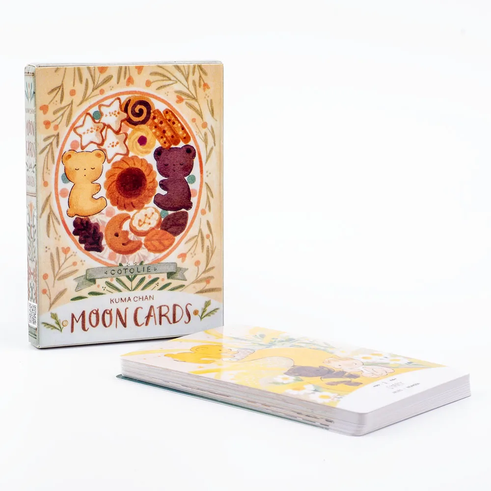 Cotolie KUMACHAN MOON CARDS 24 Pcs Deck English Version  Adorable Bear Oracle Cards Board Game for Family Party 10.4*7.4cm