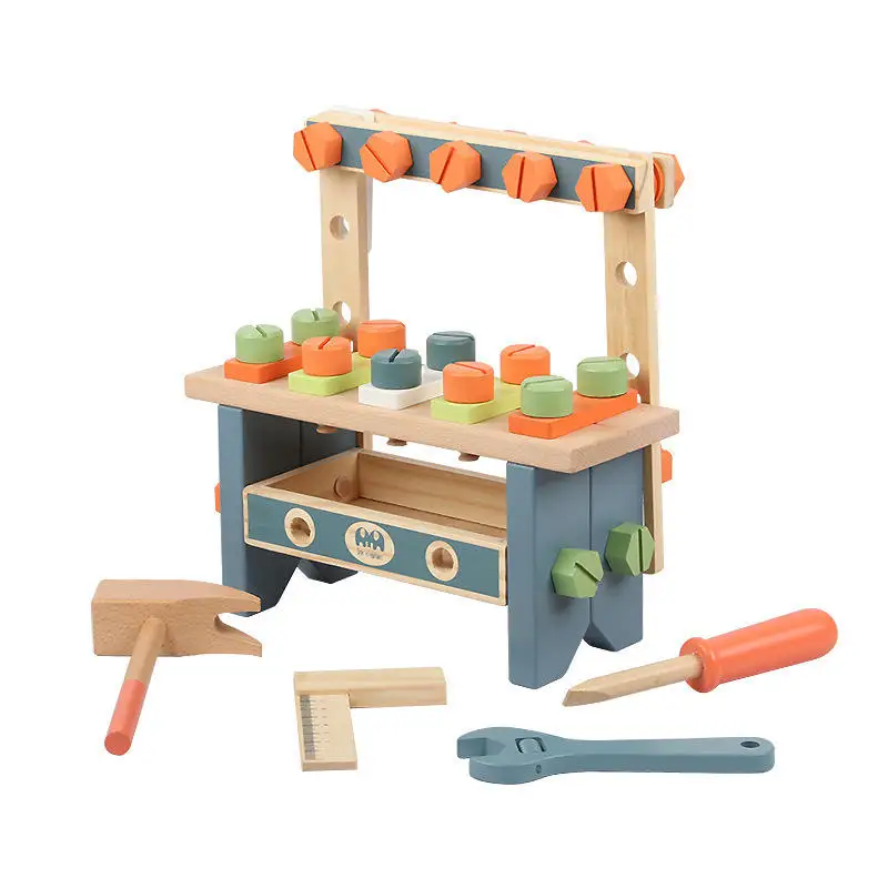 Tool Bench for Kids Toy Play Workbench Wooden Tool Bench Workshop Workbench with Tools Set Wooden Construction Bench Toy for 3 4