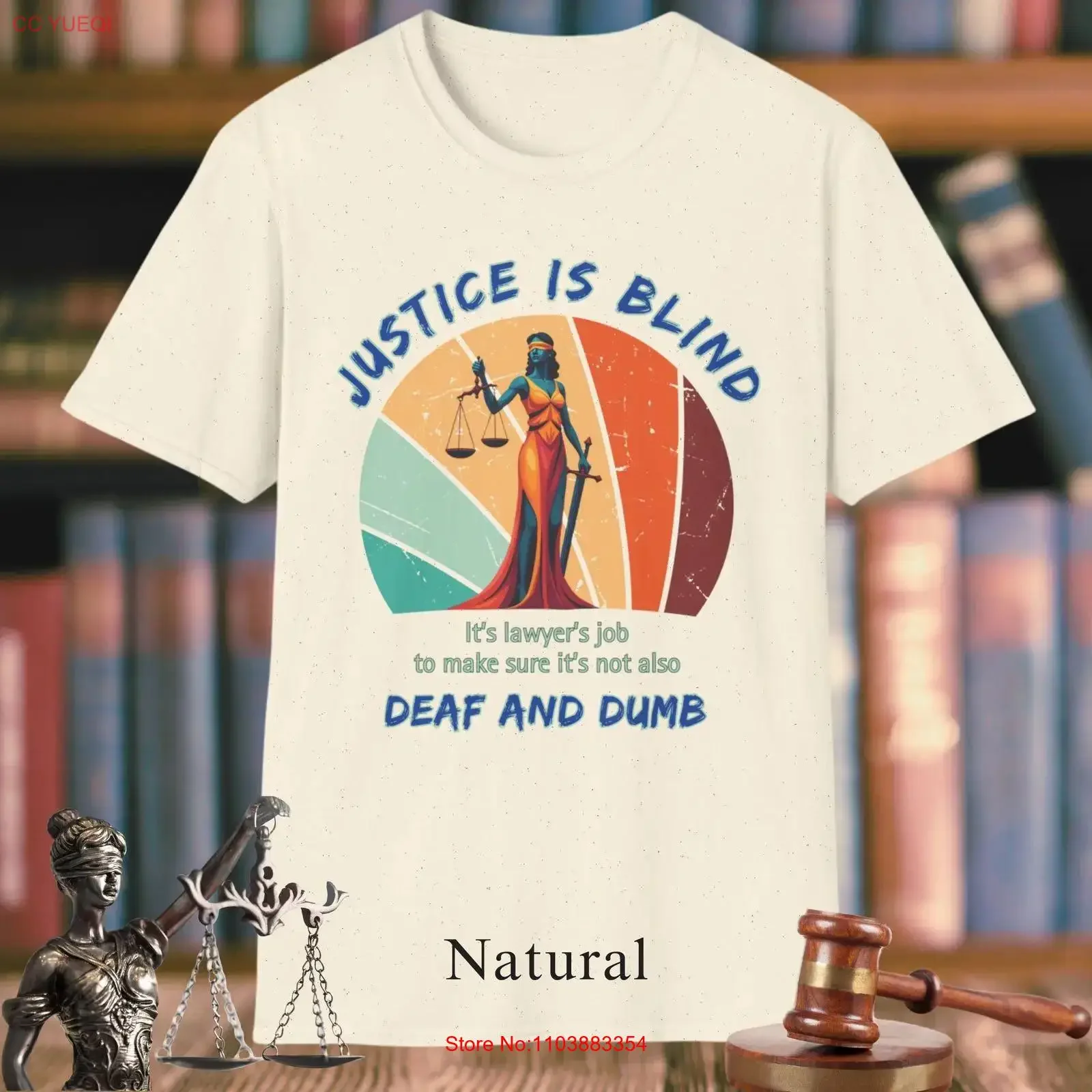 Avocat légal Justice est aveugle humour t-shirt avocat étudiant de droit drôle dame amusant vêtements ferme présent vintage lavé homme