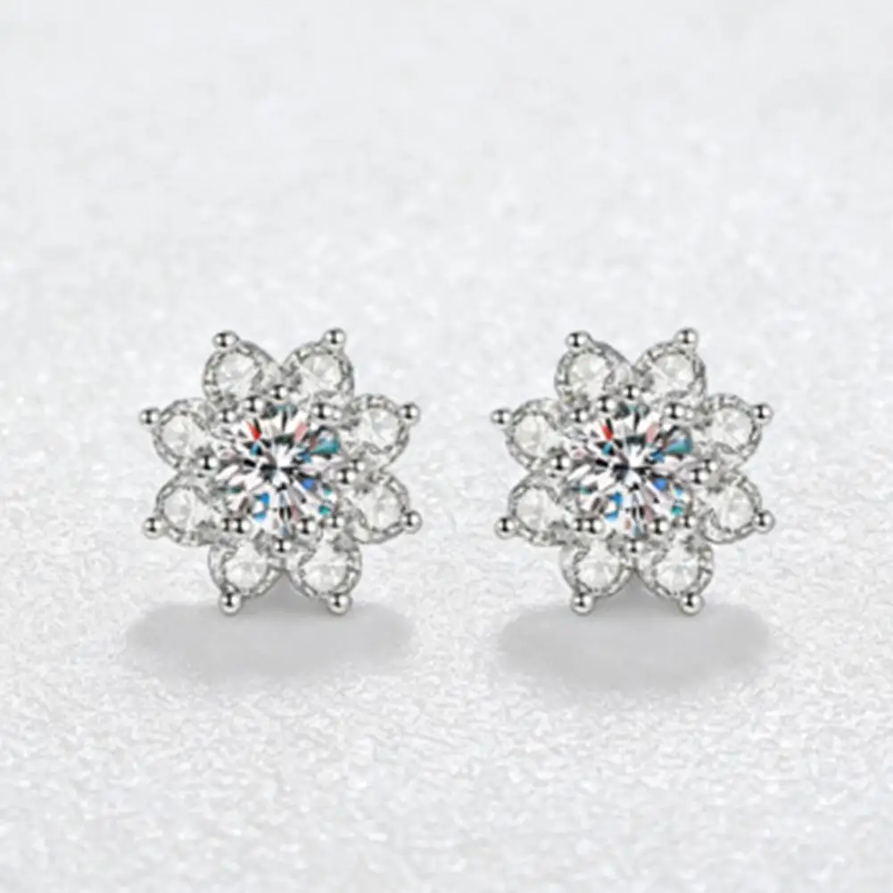 Wear Earrings Women Sunflower Earrings Cubic Zirconia Studs Flower Shape Jewelry Petal Design Accessories for Wear Party