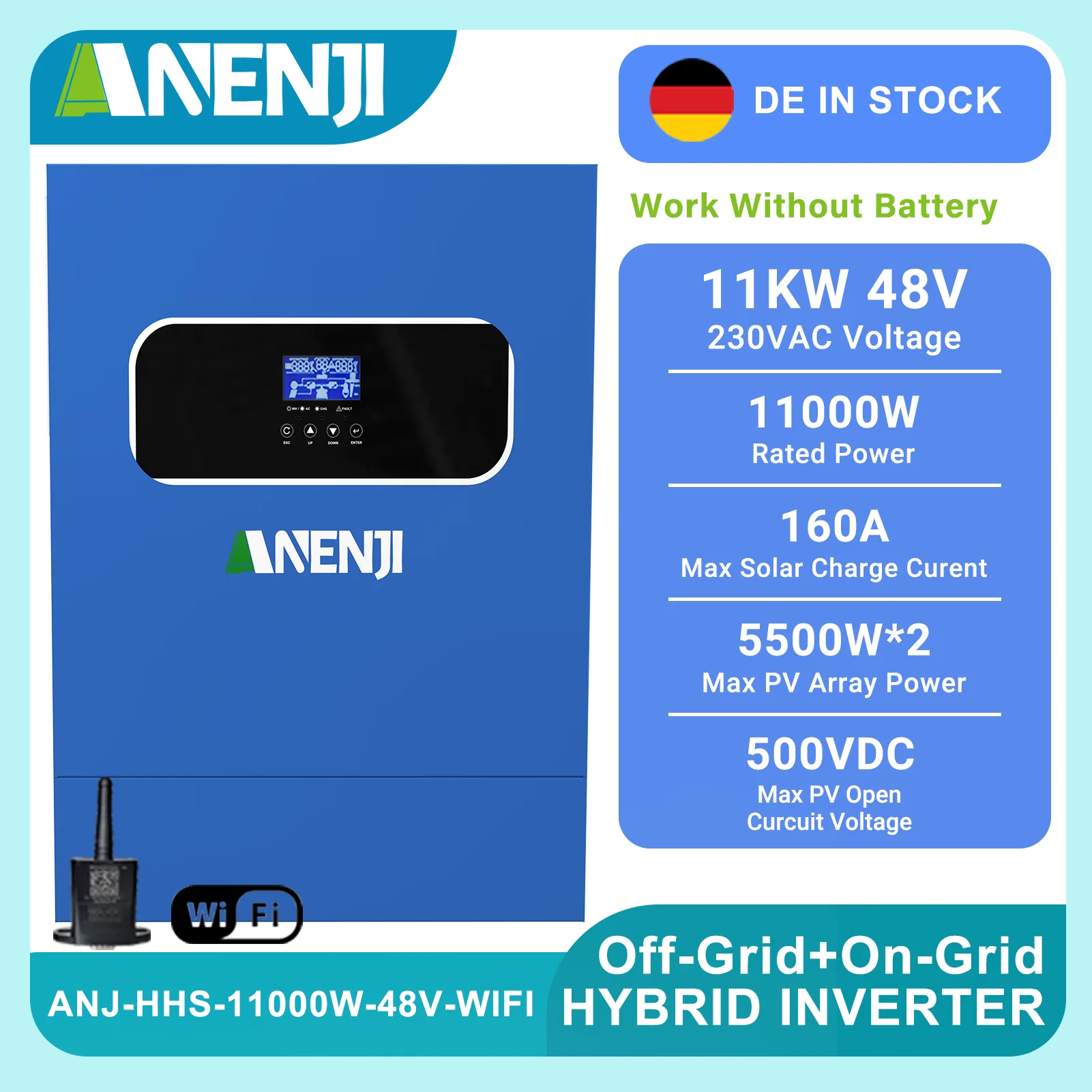 6.2KW 11KW Hybrid Solar Inverter Pure Sine Off/ On Grid 48V 230V Solar Controller 4KW 24V 48V MPPT PV 500V Support Communication