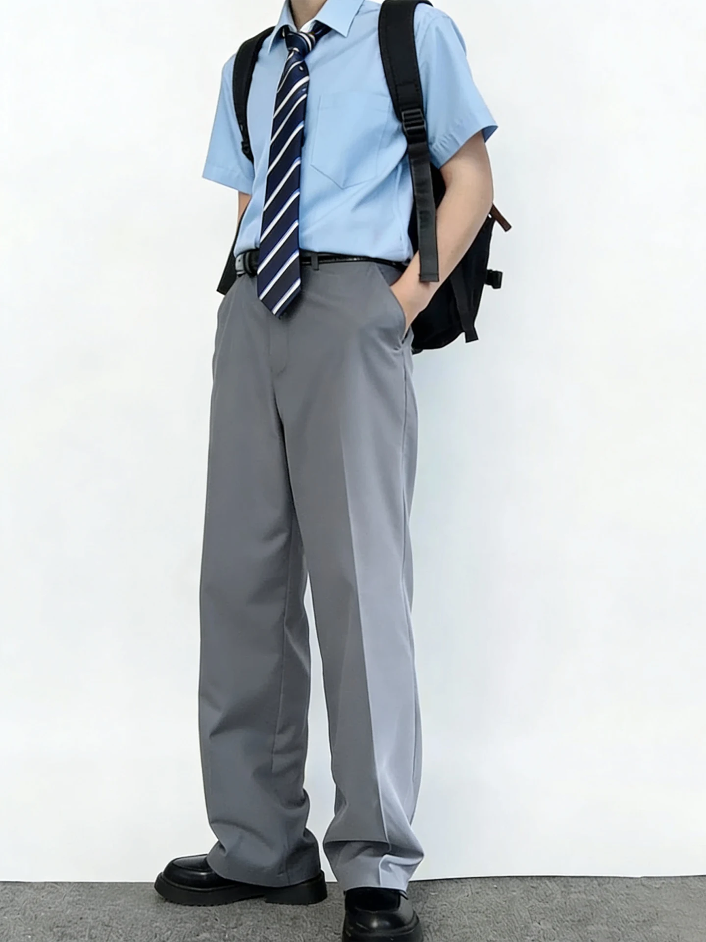 Japanese Style Men's Straight Leg Pants Drapey Thin Breathable Casual Trousers for Teenagers Autumn Spring Classic Style