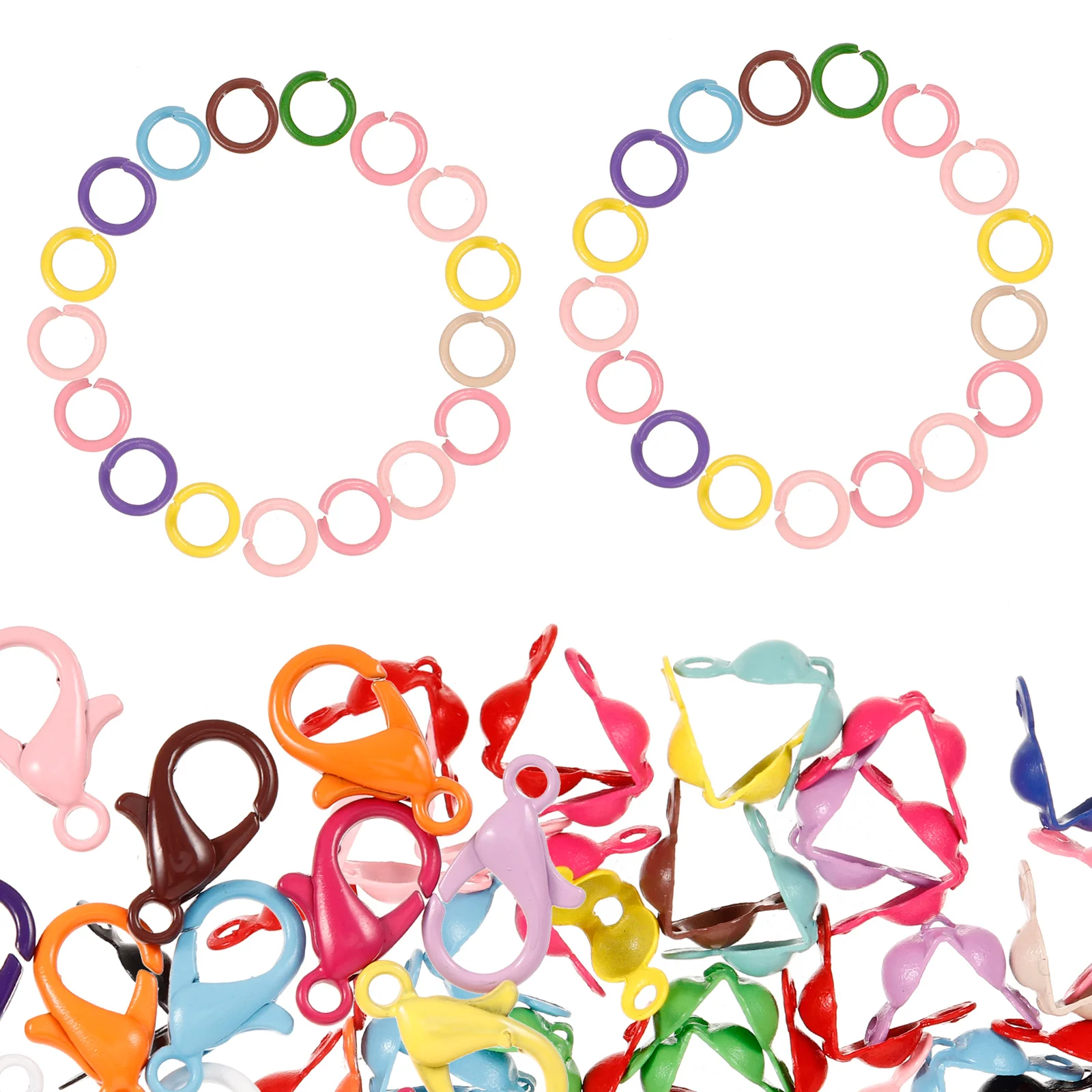 

1 set Mixed Color Beads Lobster Clasps Rings Connectors for Necklace Bracelet Earrings DIY Jewelry Making Supplies Crafting