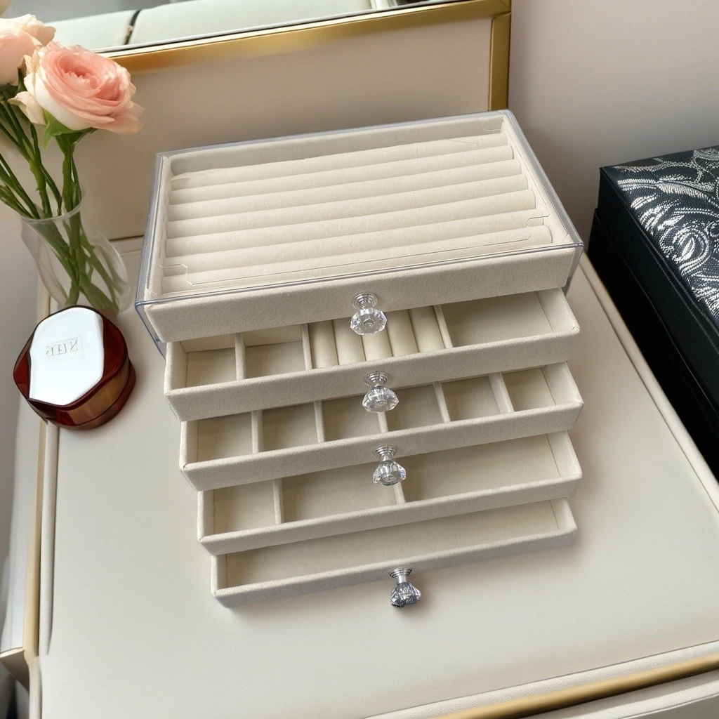 boite-a-bijoux-en-velours-haut-de-gamme-avec-tiroir-en-acrylique-organisateur-de-bureau-a-plusieurs-compartiments-pour-bagues-boucles-d'oreilles-colliers-et-autres-bijoux