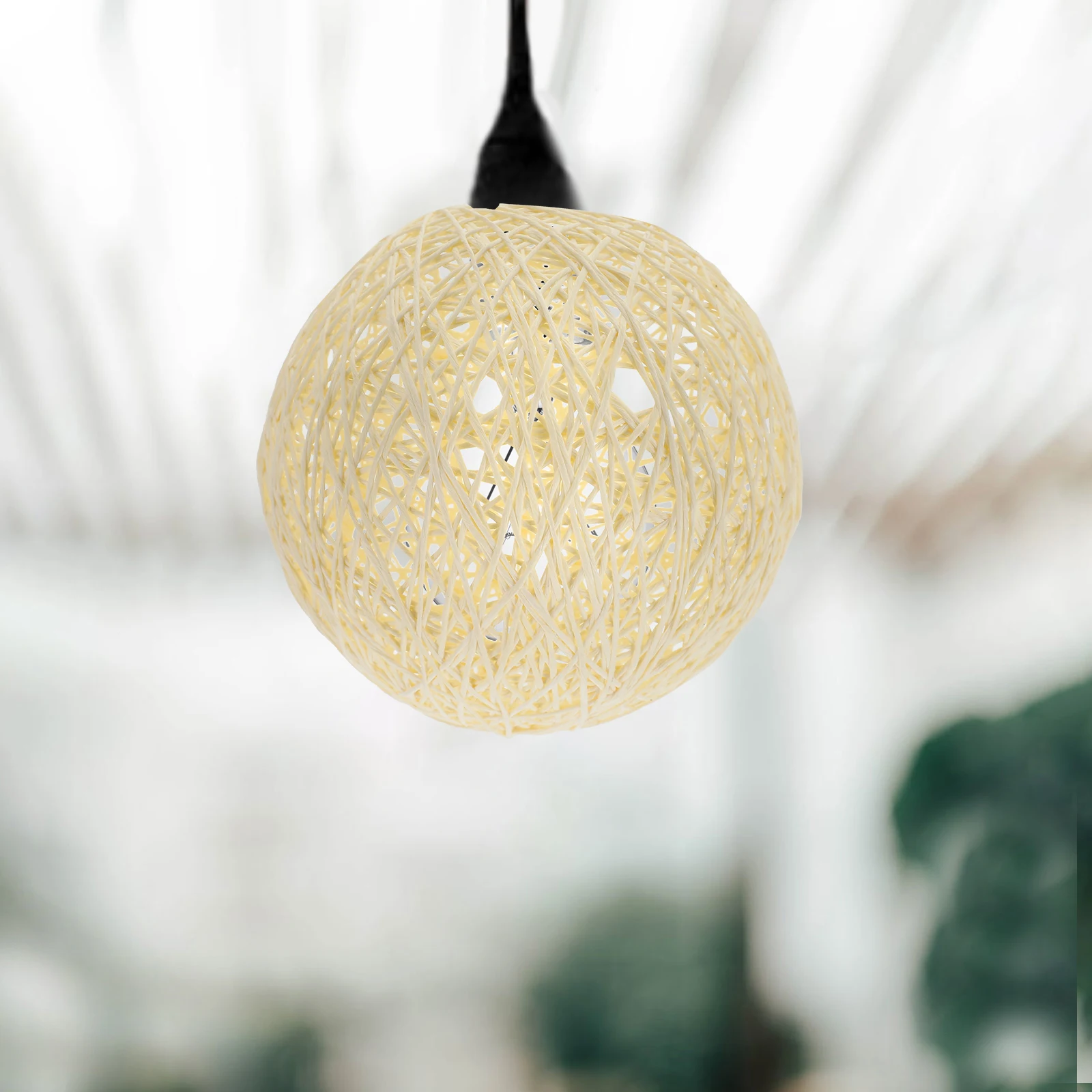 

Rattan Lampshade Cover 15cm Beige Vintage Home Decor Light Shade for Table Ceiling Pendant Lamps Indoor Lighting