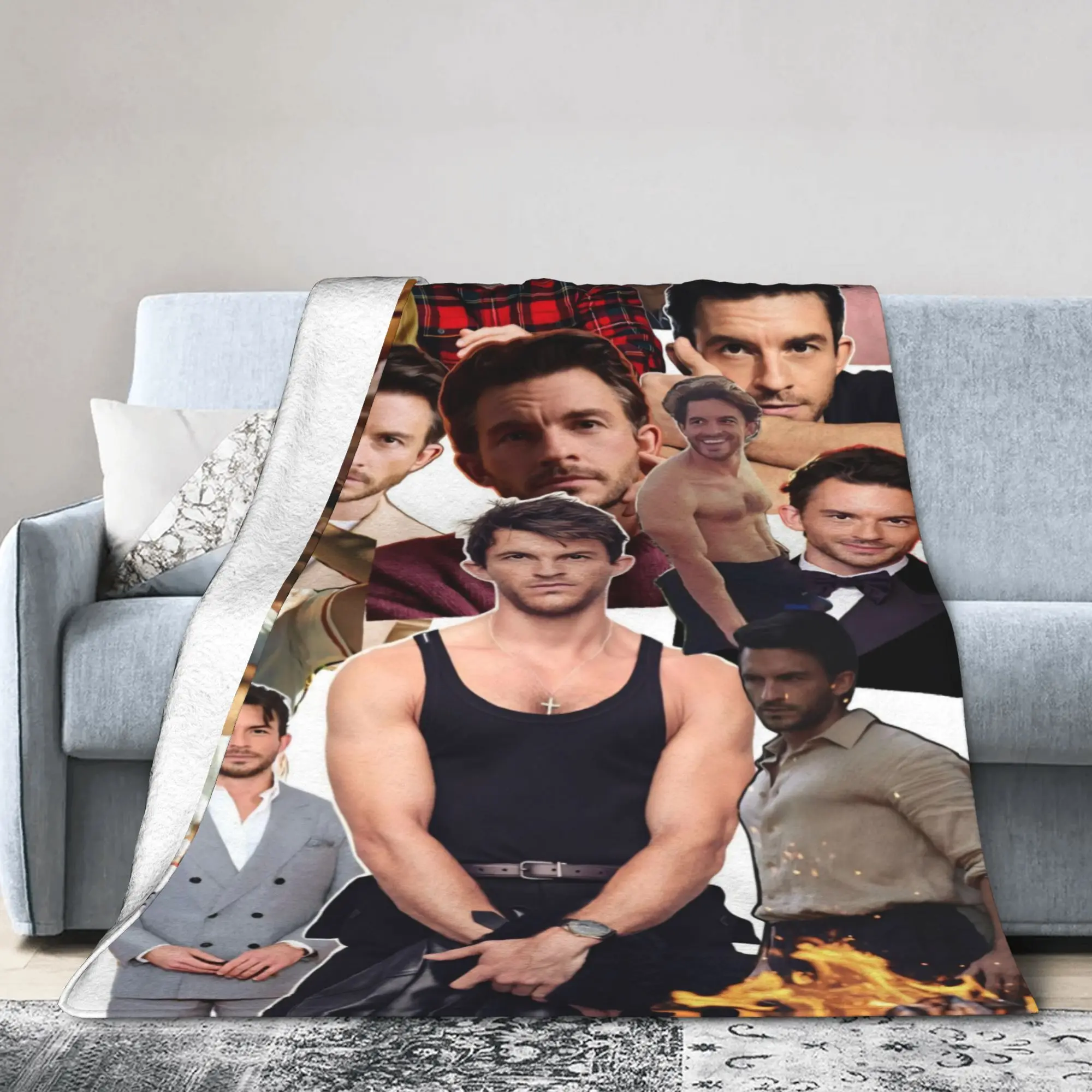 Jonathan Bailey Actor Knitted Blanket Comedy Fuzzy Throw Blanket Summer Air Conditioning Personalised Soft Warm Bedspreads
