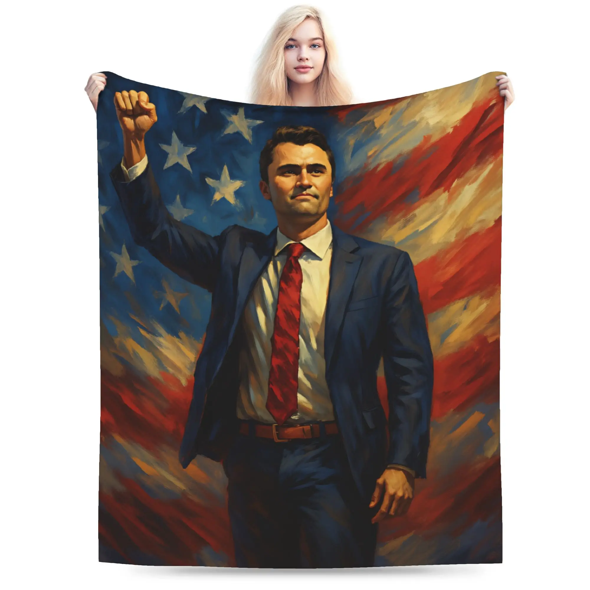 Charlie Kirk Angelic Advocate Met George Floyd Deken Meisjes Flanel Gooi Deken Voor Woonkamer Zachte Kwaliteit Sprei Cadeau