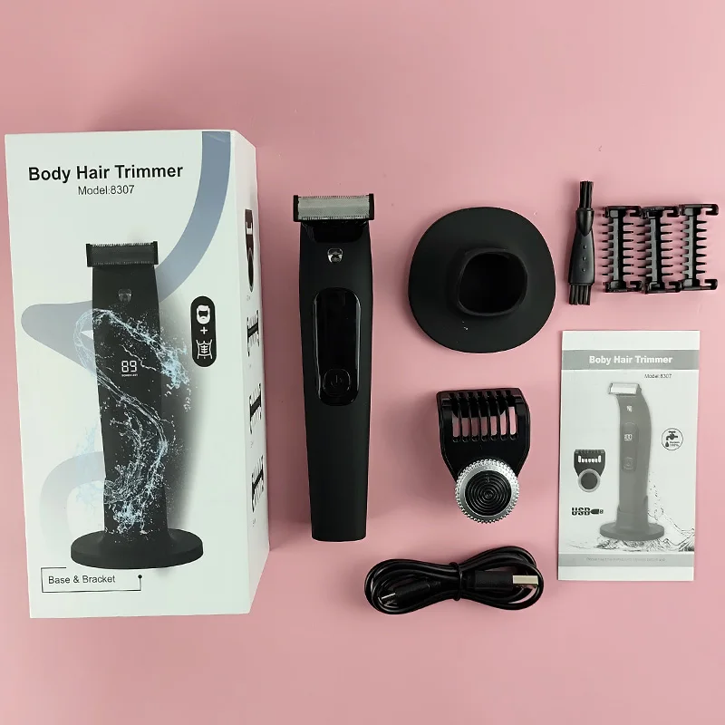 ماكينة تشذيب اللحية الكهربائية ذات الشفرة الواحدة مع ضوء LED، ماكينة تشذيب الوجه والجسم القابلة للتعديل، ماكينة تشذيب الشعر الكروية ذات الحافة