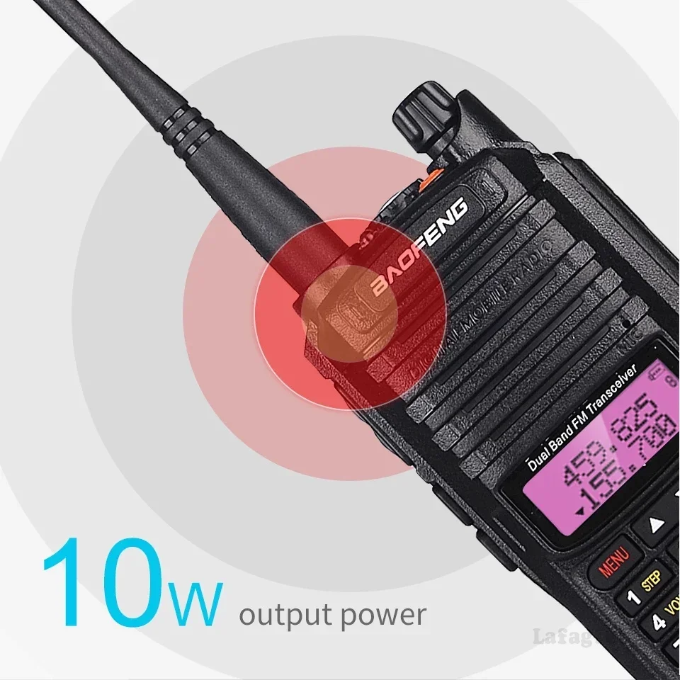 Imagem -04 - Baofeng-walkie Talkie à Prova Dágua Longo Alcance 10km de Alta Potência Modos 10w Ptt Duplo Uv-9r Plus Uhf Vhf Rádios de Radiofiação Portáteis