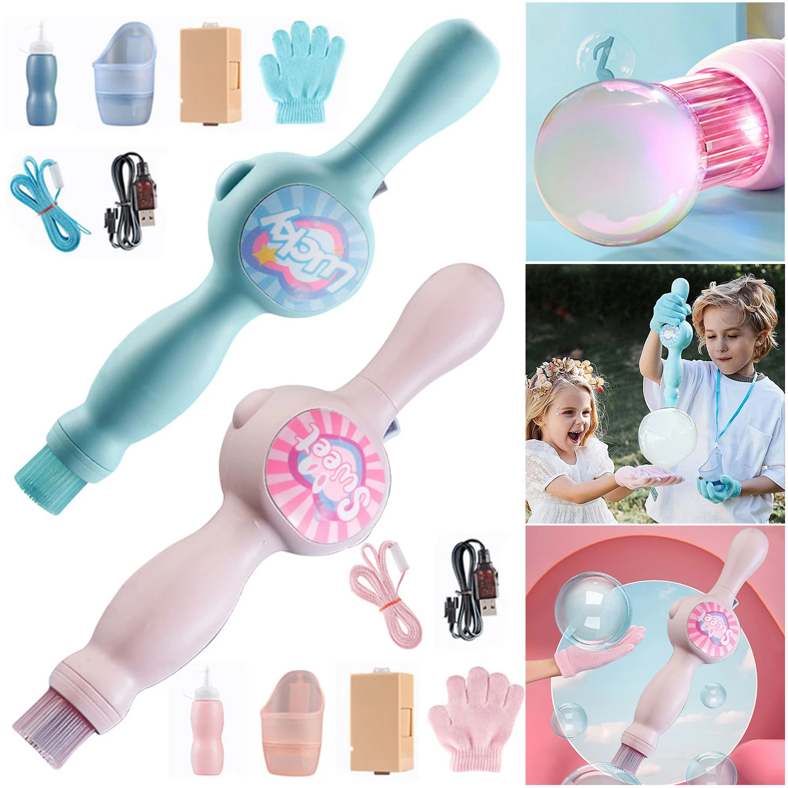 Smoke Bubble Machine Elastic Bubble Fog Wand with Magic Smoke Effect Portable Bubble Blower for Outdoor Fun Parties