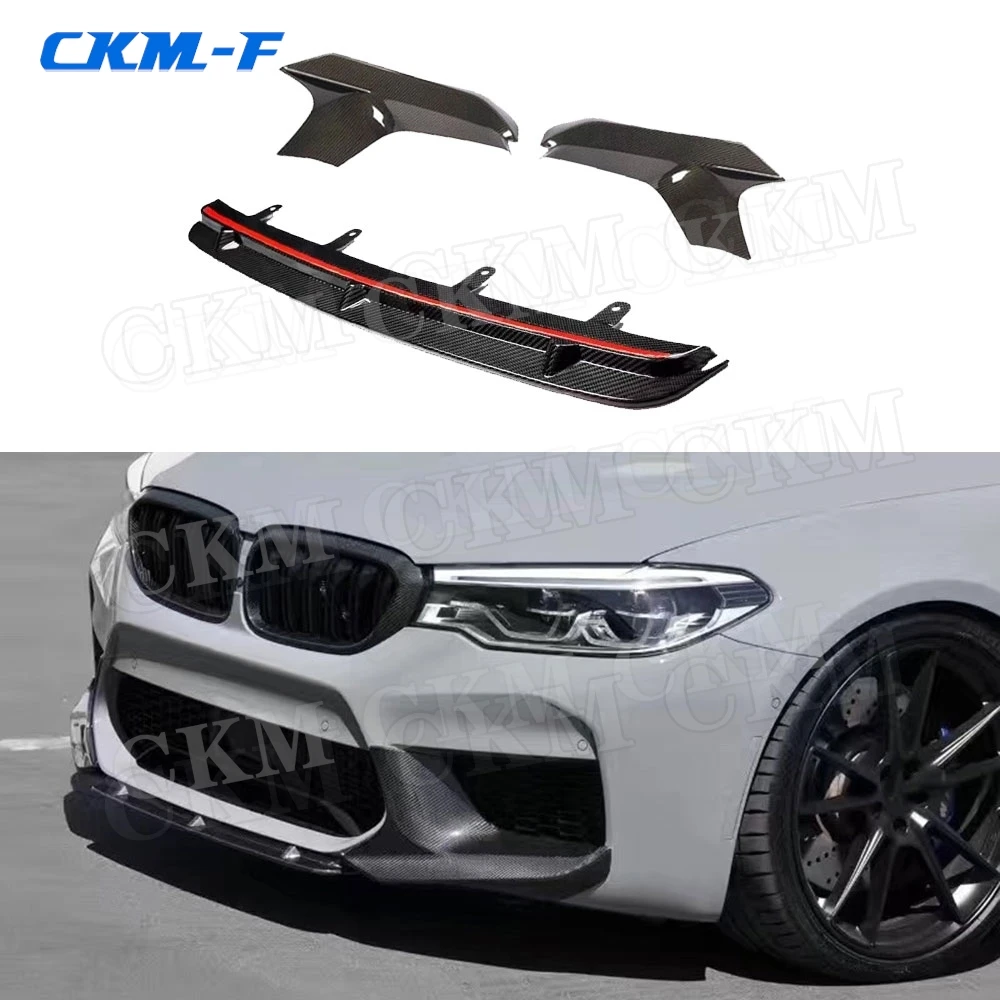 

Dry Carbon Fiber Front Bumper Lip Splitters Spoiler For BMW 5 Series F90 M5 2018 2019 Head Bumper Chin Protector Car Styling