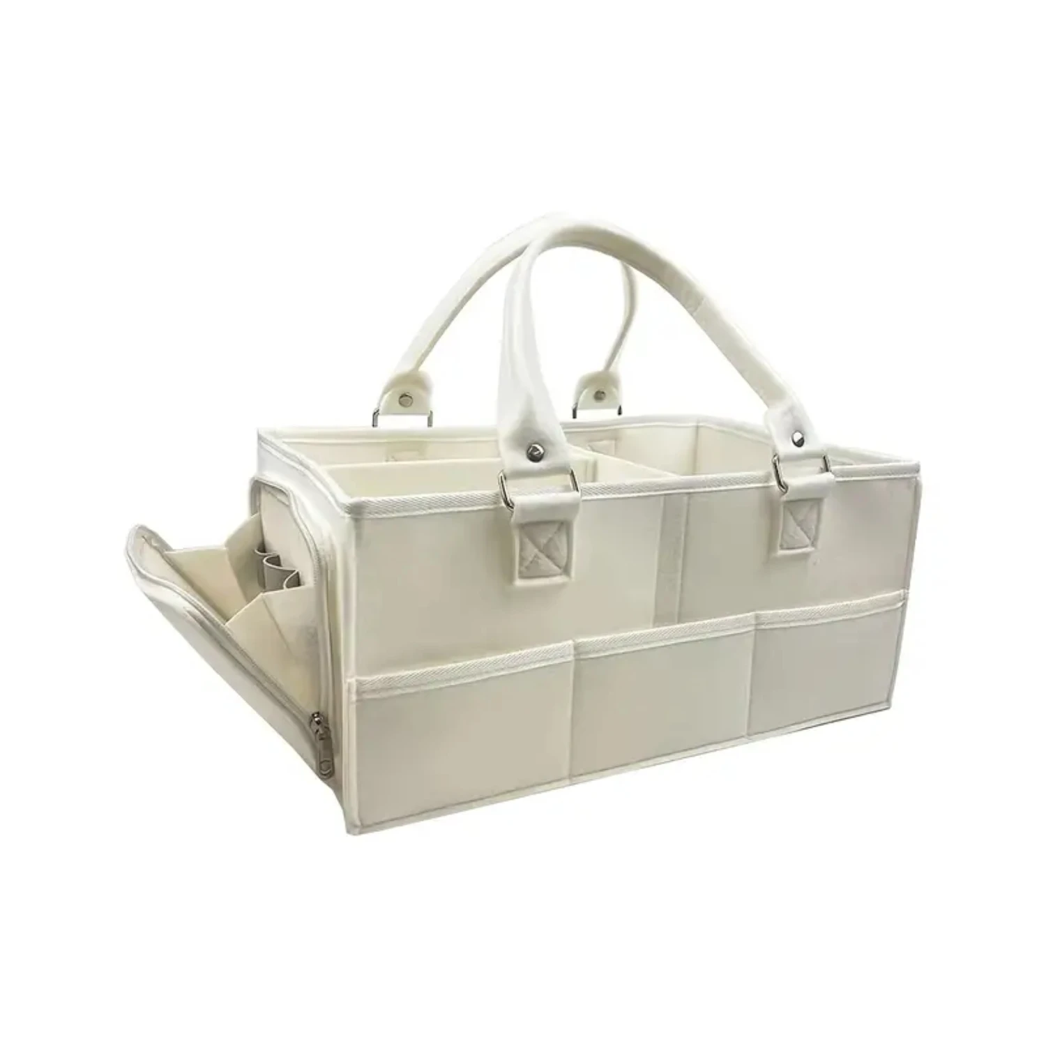 Sleek and Stylish Portable Diaper Caddy in Neutral Colors for New Parents. Conveniently Keep Your Baby Supplies Organized and Ea