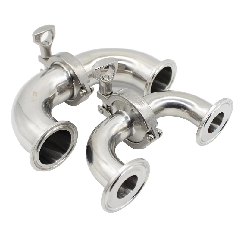 SS304 Stainless Steel Elbow Sanitary 19/25/32/38/45/51/57/63mm High Quality Pipe Fitting SS304 Feerule+Tri Clamp+Silicon Gasket