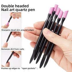 1/5PCS Quartz Pen Nail Cuticle Pushers Nail Polish Manicure Stick Nail Files Grinding Pen Dead Skin Remover for Natural Nail