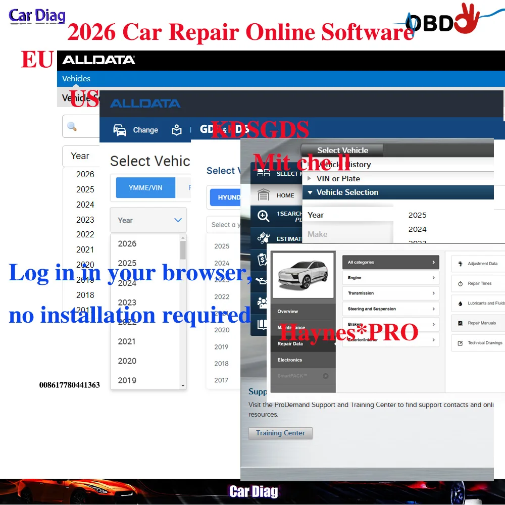 

2026 Alldata Online Account Car Repair Software carData Haynes PRO/Truck Mit chel IDX Accessories Inquir OBD OK