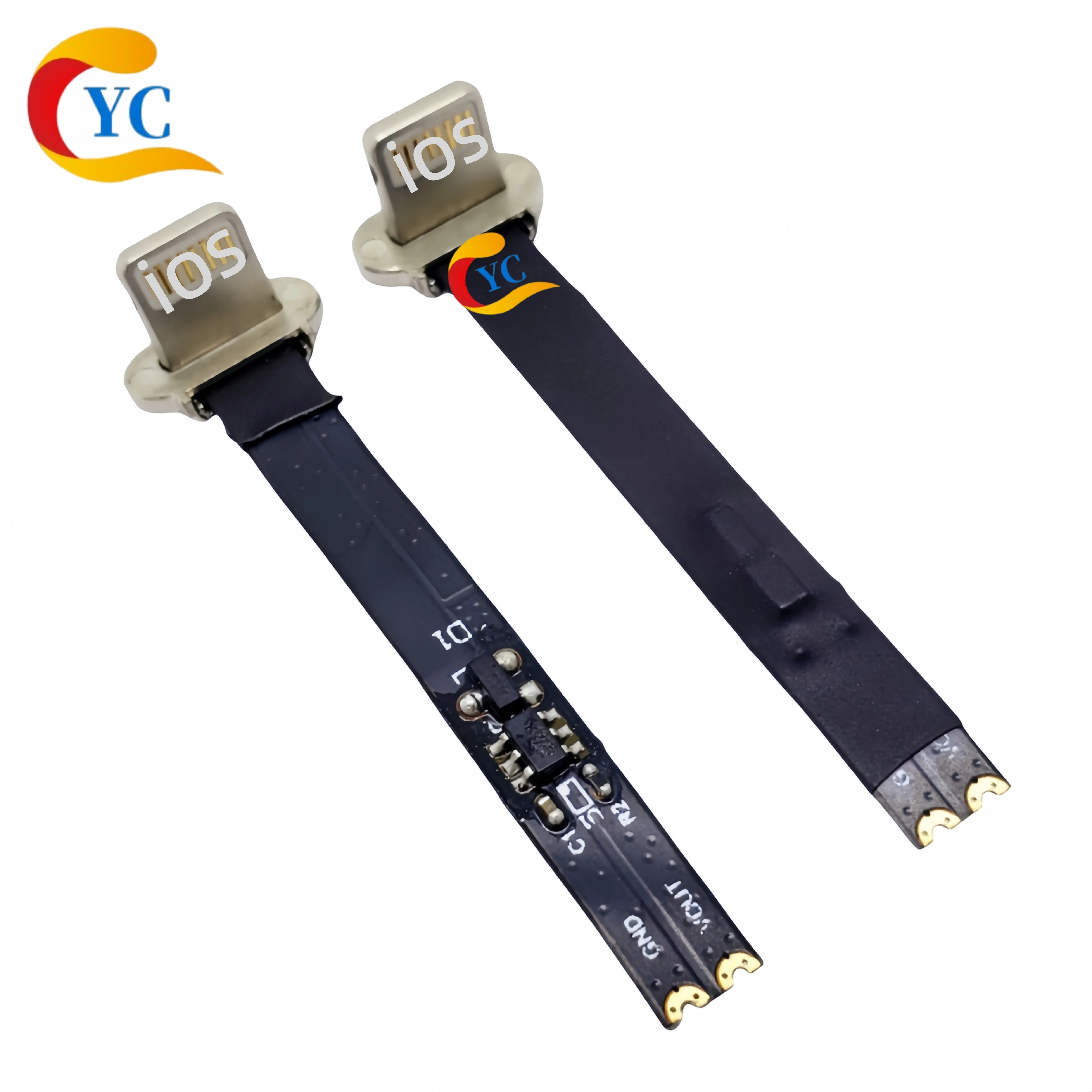 USB Wireless Charging Male Connector Fpc Flexible Cable 2P with Decryption Ic Fast Charging Back Clip Plug Charging Cable Data Audio Transmission Flat Cable Lightning