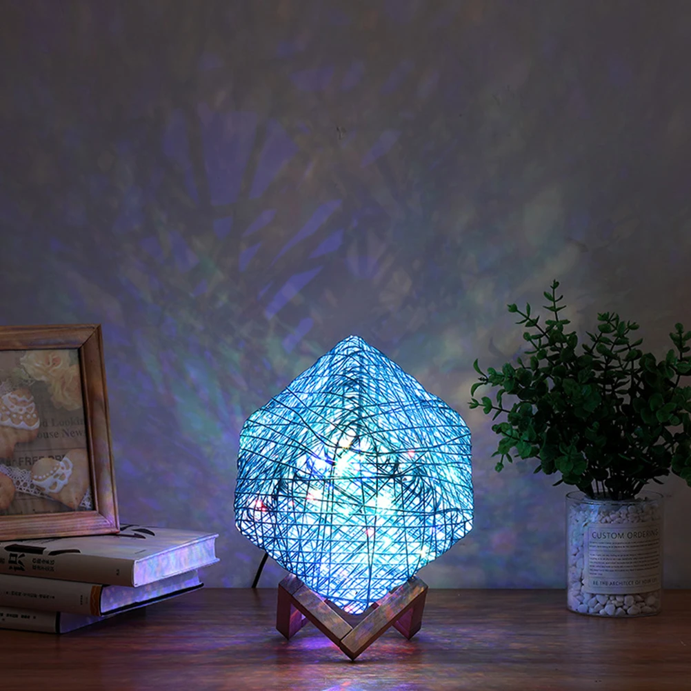 

Square Rattan Lamp Star sky Projection Night Light Decorative Lamp Blue Child Bedroom Home Safe Gift