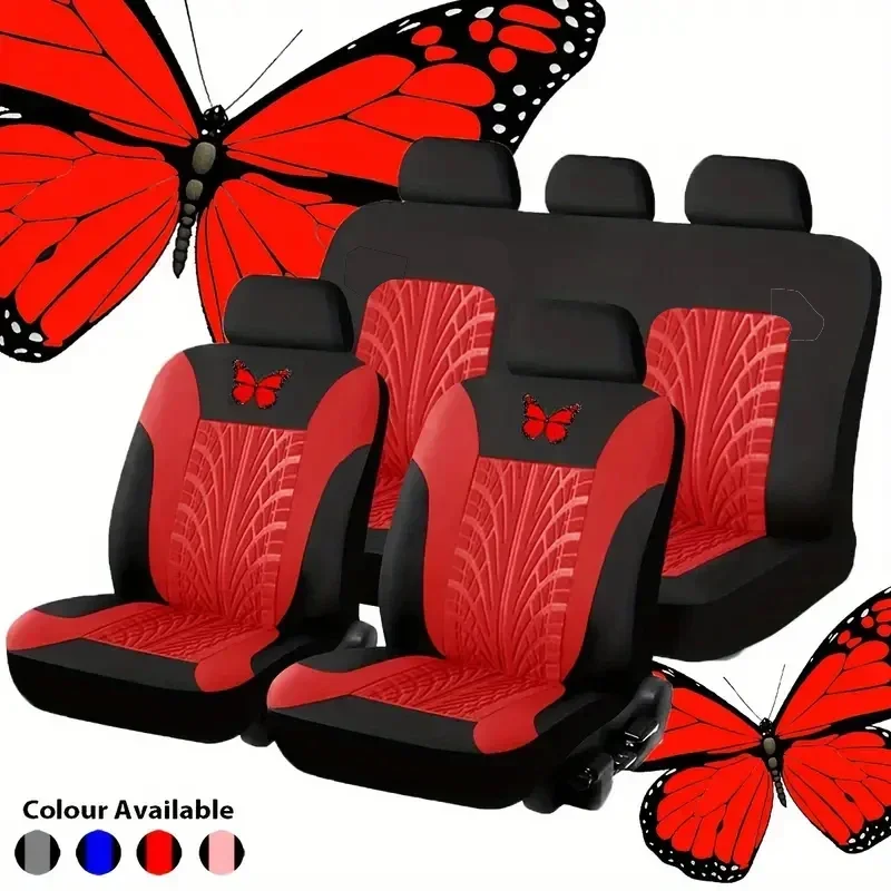 Car Seat Covers Set Universal Fit Most Cars with Butterfly pattern Tire Track Detail Styling Protector covers for the car