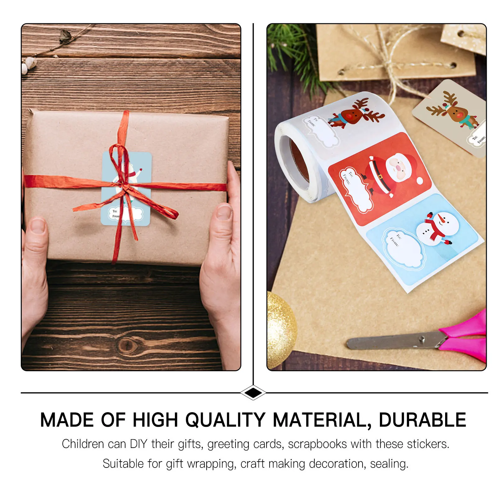 علامات هدايا العيد، ملصقات عيد الميلاد، أنماط متنوعة ذاتية اللصق لبطاقات المعايدة DIY، ملصق هدايا لسكرابوكينغ
