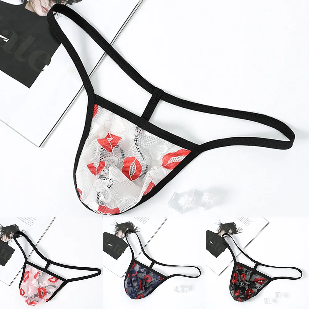 

Мужские сетчатые сексуальные стринги с принтом, прозрачные стринги для геев, сумка с Т-образной спинкой, летние мужские трусы, эротическое мужское сексуальное нижнее белье