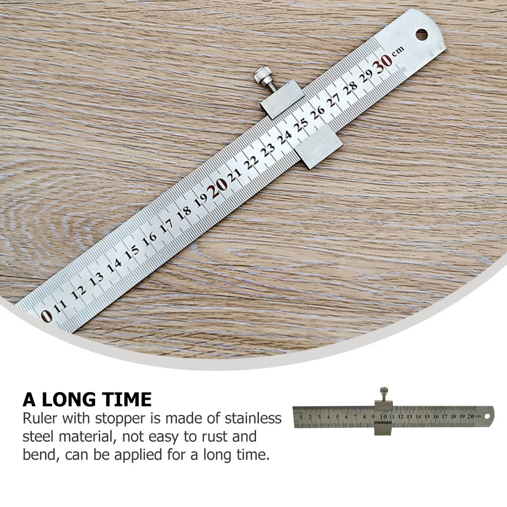 Règle de mesure et de calcul en acier inoxydable, jauge de travail droite, clip de clôture d\'arrêt, marquage de précision, outil de butée de