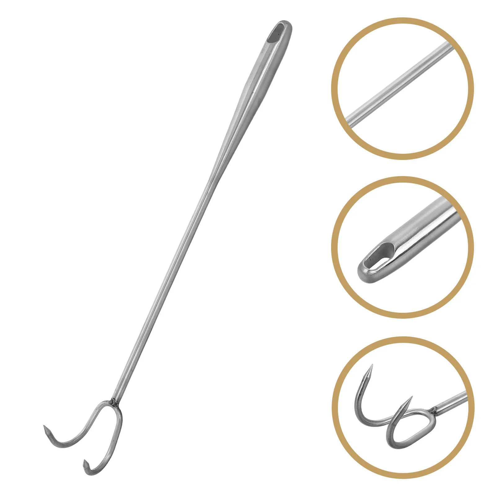 

Thickened Stainless Steel Meat Hook for Bbq Grilling Heavy Duty Outdoor Cooking Turner Flipper Hook Campfire Cooking Tool