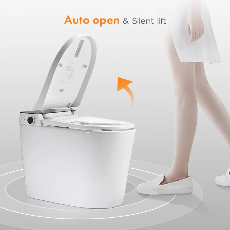 Toilettes intelligentes, Bidet automatique en céramique, toilettes intelligentes, toilettes ouvertes automatiquement avec fonction de nettoyage automatique