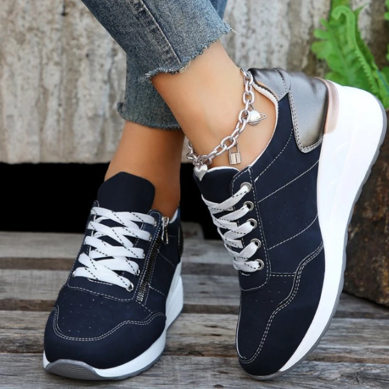 

Классическая женская обувь, весенне-осенняя бестселлерная женская вулканизированная обувь, удобные дышащие кроссовки на танкетке, модная универсальная обувь на шнуровке