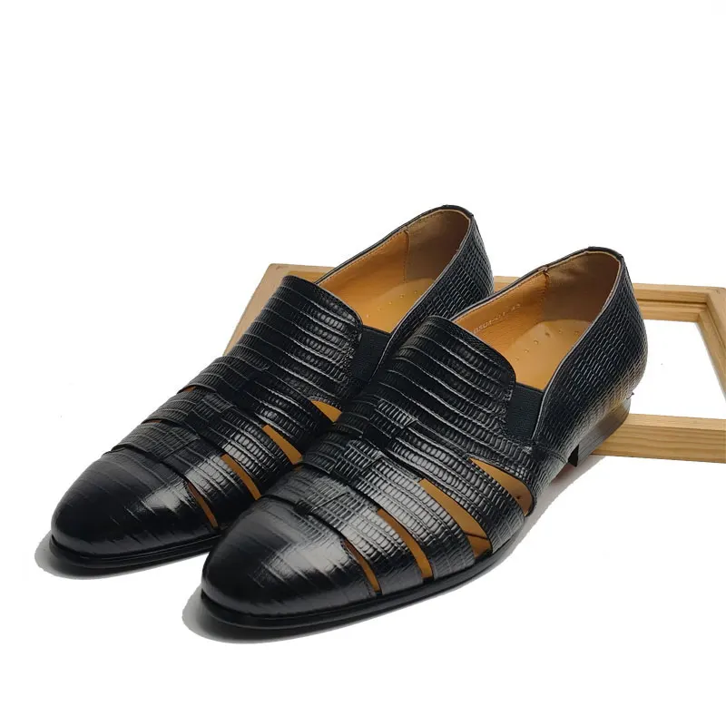 Fashion Summer Men's Leather Loafers Office Daily Comfortable One Step Causal Shoes Stylish Men's Leather Shoe Export Design New