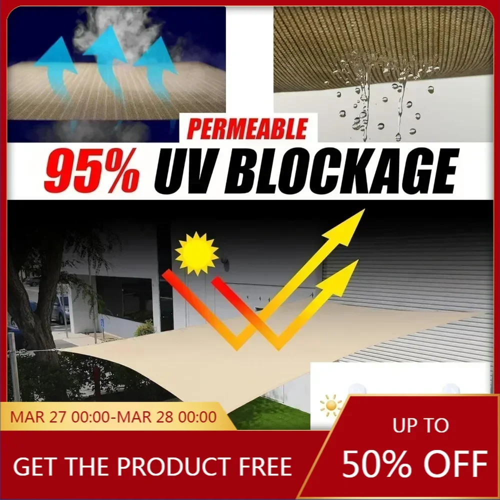 

9' x 21' White Sun Shade Sail UPF50 Rectangle SMTAPS12 Canopy Fabric Cloth Screen, Water and Air Permeable & UV Resistant, Heav