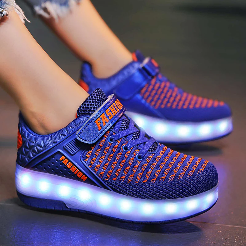 Roller Sneakers For Kids Summer Girls Fashion Casual Sports Toy  Games 2 Wheels With Boots Children Boys Light LED Shoes