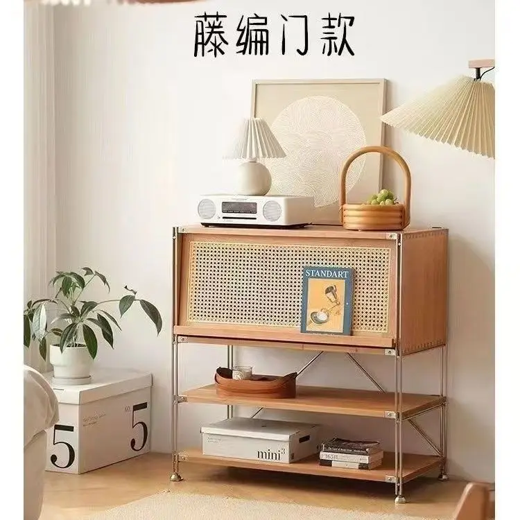 Solid wood medieval magazine cabinet, Nordic simple living room shelf, bedroom storage