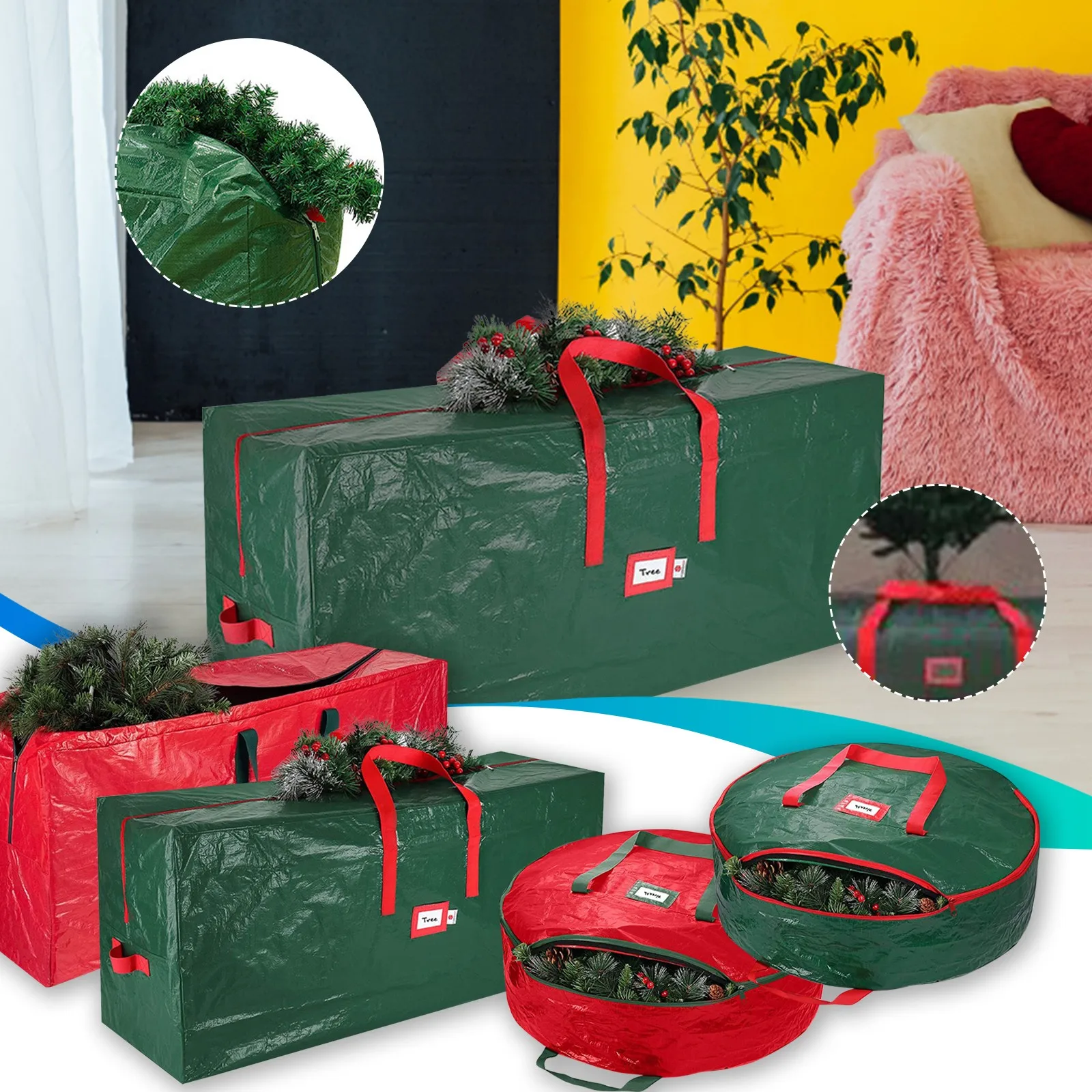 Christmas Tree Storage Bags Organizer Waterproof Christmas Tree Storage Bags Insect Resistant Christmas Day Dust-Storage Bags