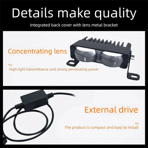 Imagen 2 del producto 2 Piezas de Luces LED de Alta Luminosidad para Parrilla de Coche, Doble Color Amarillo y Blanco, Foco Ultra Delgado para Motocicleta, 9V-24V, 3000K 6000K