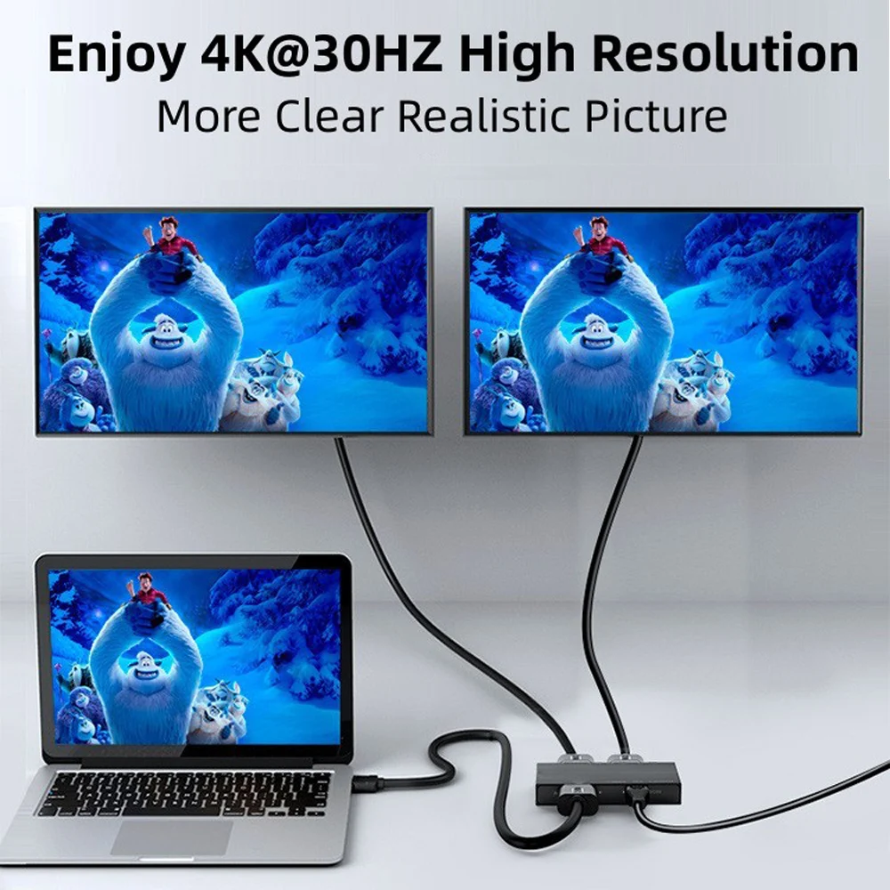 مقسم HDMI 4K 30 هرتز ثنائي المنفذ متوافق مع HDMI 1 في 2 خارج محول الصوت والفيديو لـ LCD TV Box PS4 PC الموزع #5
