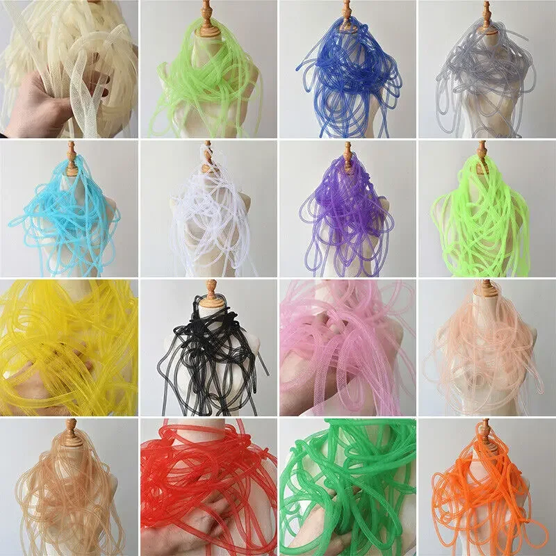 2M Tubular Horsehair Crinoline Tube Crin Net Fabric Trimming for Diy Hair Accessories Elastic Twisted Flexible Mesh Fabric