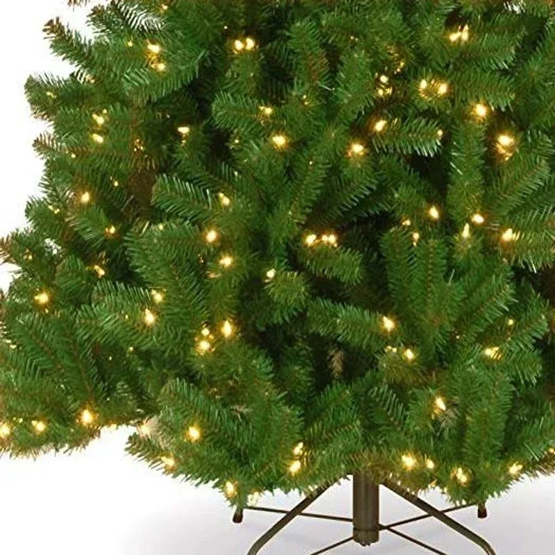 Artificial PVC Encrypted Christmas Tree with LED Lights and Foldable Metal Base for Home Decorations