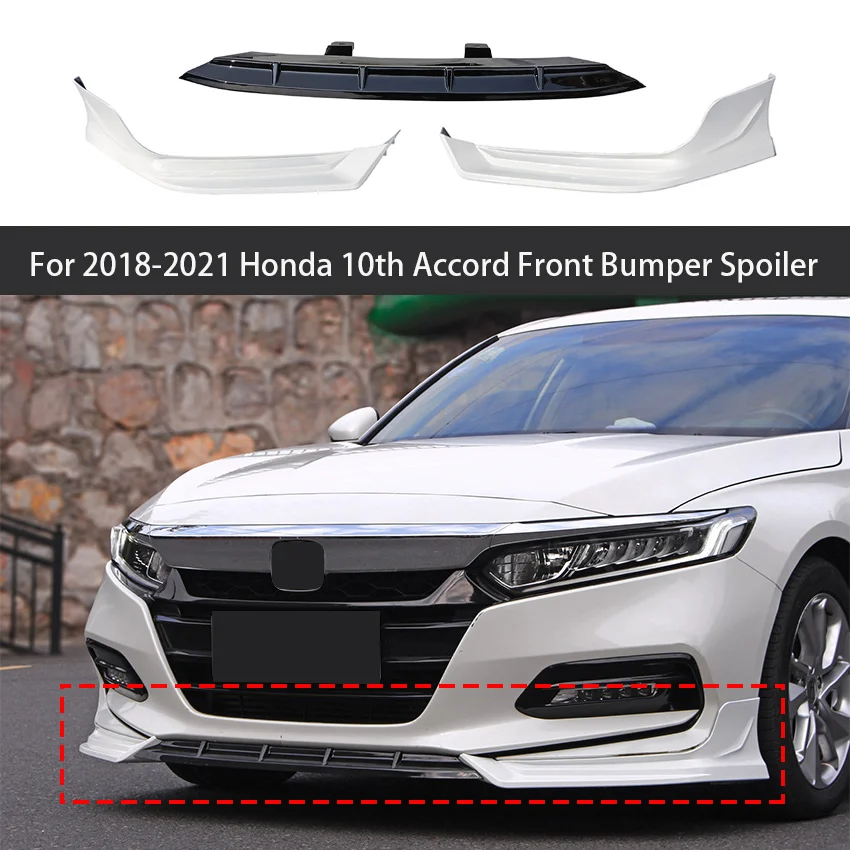 For 2018 19 20 2021 Honda 10th Accord Front Bumper Spoiler Lip Lower Body Kit Diffuser Splitter Tuning Guard Lower Body Kit