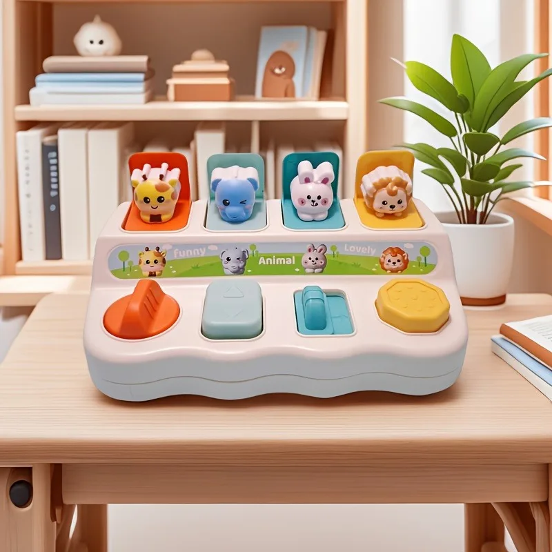 1개 동물 팝업 장난감, 숨바꼭질 스위치 포함, 유아를 위한 초기 교육 활동, 아기 인지 훈련