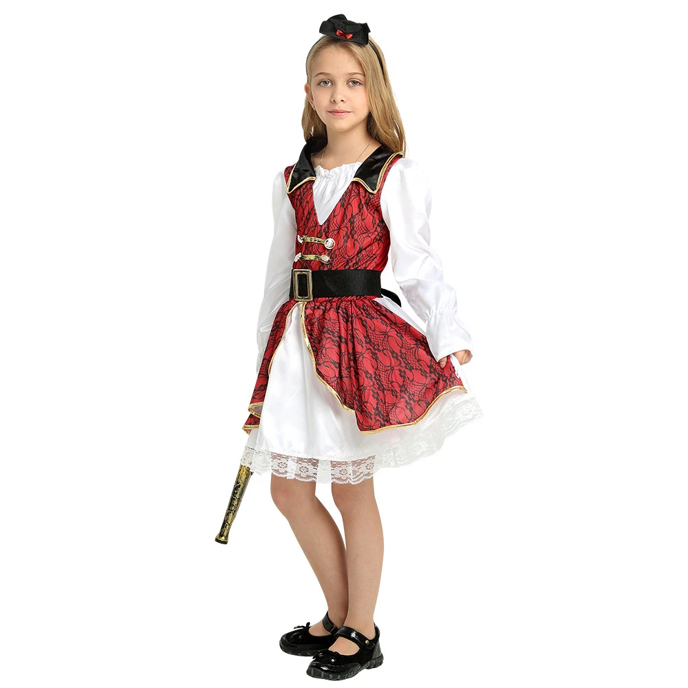 Costumi per bambini Halloween Pirate Kings of the Caribbean For Kids Girls Boy Pirate Costume Kids Girl Child Family Baby Purim