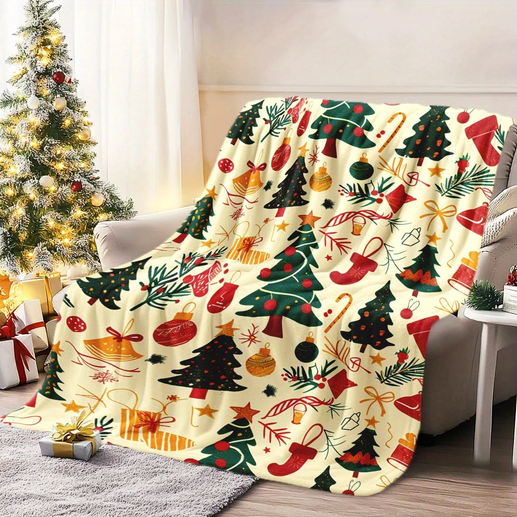 축제 나무와 스타킹 디자인이 있는 아늑한 크리스마스 담 - Christmas Throw Blanket 리뷰 및 가격