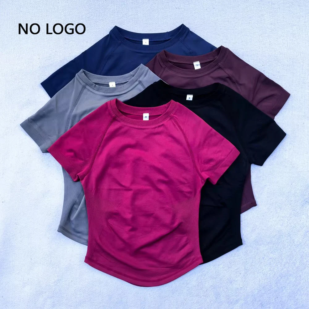 No Logo Short Sleeve Top For Women Workout Top Gym Crop Top Light Weight Yoga Shirt Longline Sports T Shirts Fitness Activewear