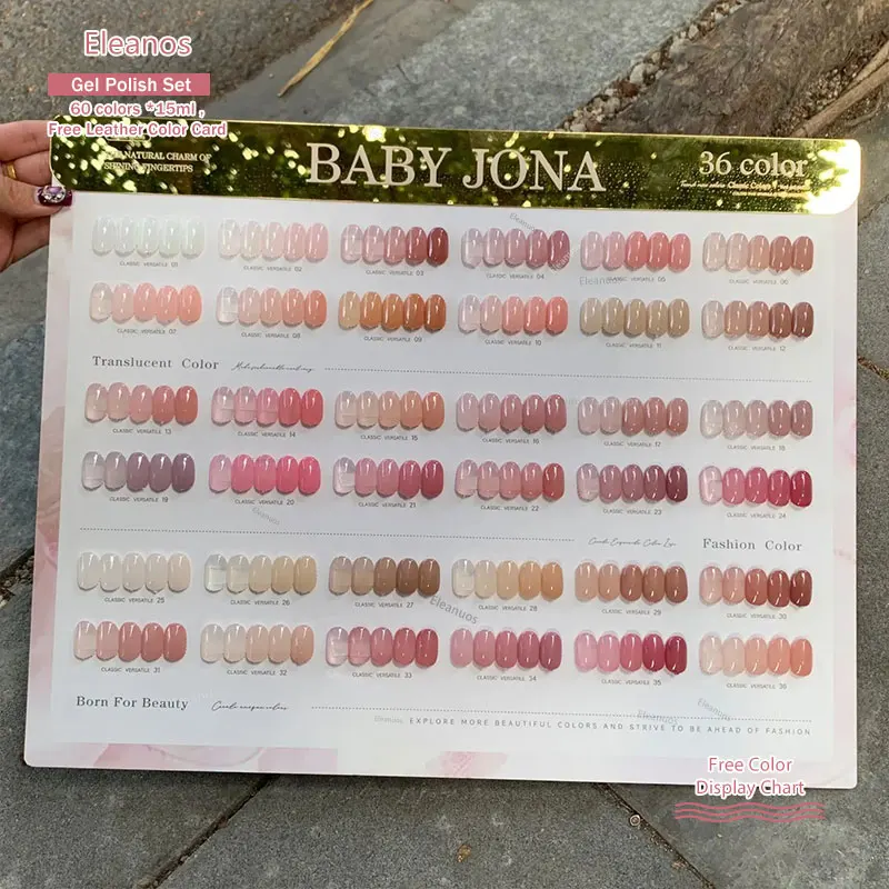 Eleanuos Jade Nude Pink 36pcs 15ml Jelly Gel Polish Kit Rose Clear Pink Transparent Gel Polish UV LED Gel Lacquer Clear Gel Set