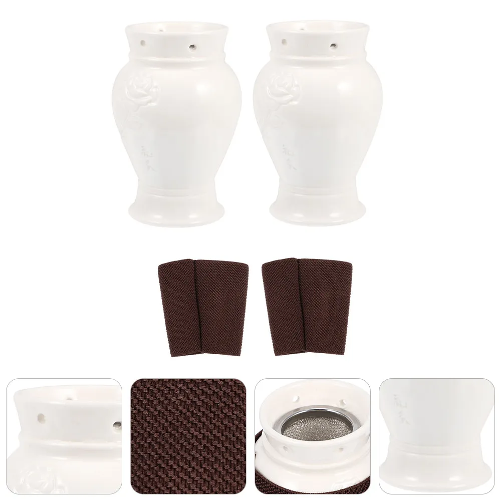 2Sets Moxibustion Cups Premium Ceramic Moxibustion Pot Home Care Pain Relief Back Waist Abdomen Scraping Moxa Burner Body