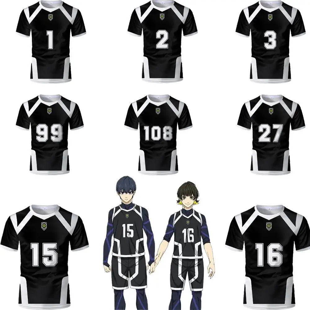 Anime japonés Blue Lock Temporada 2 nueva camiseta de fútbol Isagi camisetas Cosplay Hyoma Chigiri Meguru Bachira camisetas ropa para niños