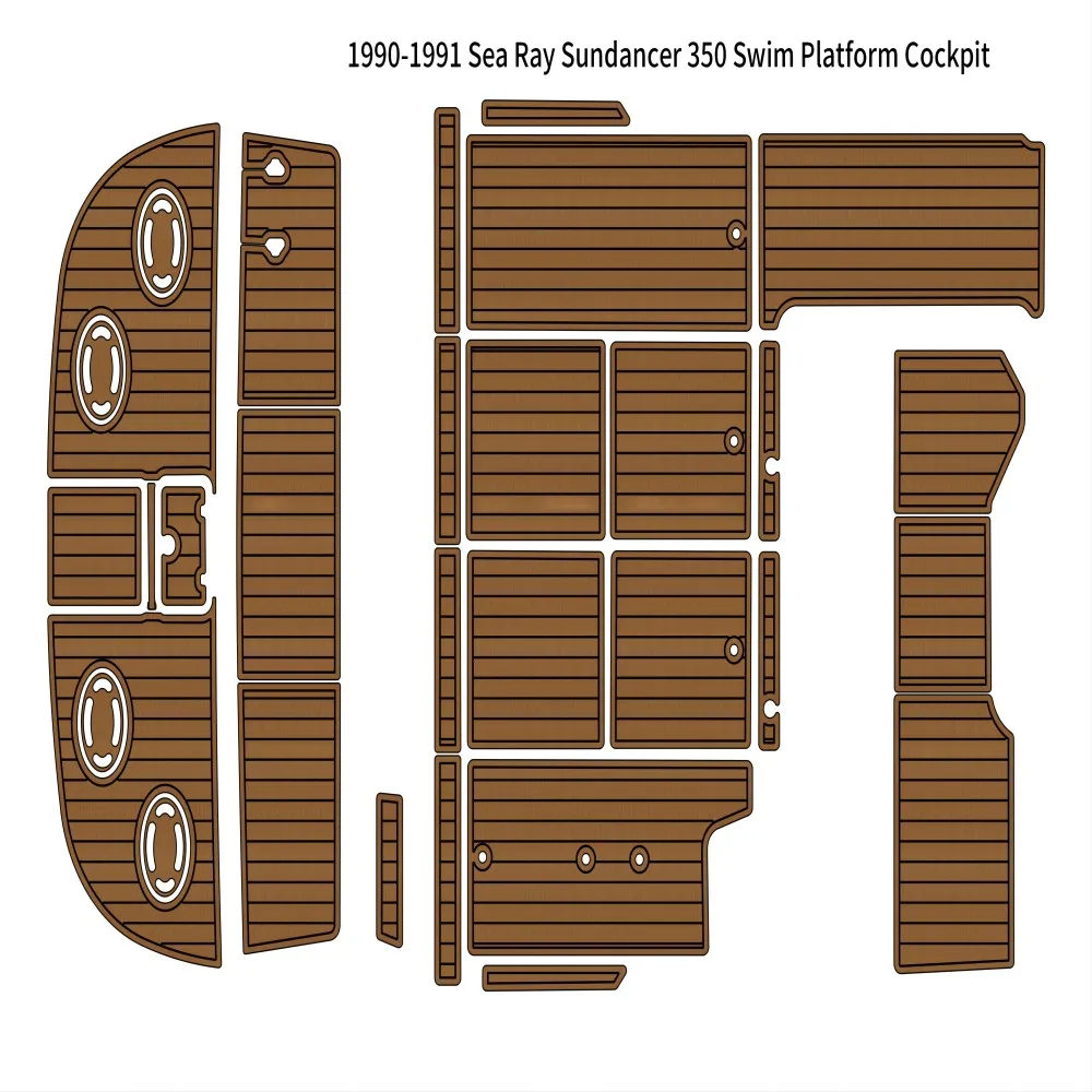 Swim Platform Cockpit Pad Boat EVA Teak Floor For 1990-1991 Sea Ray Sundancer 350