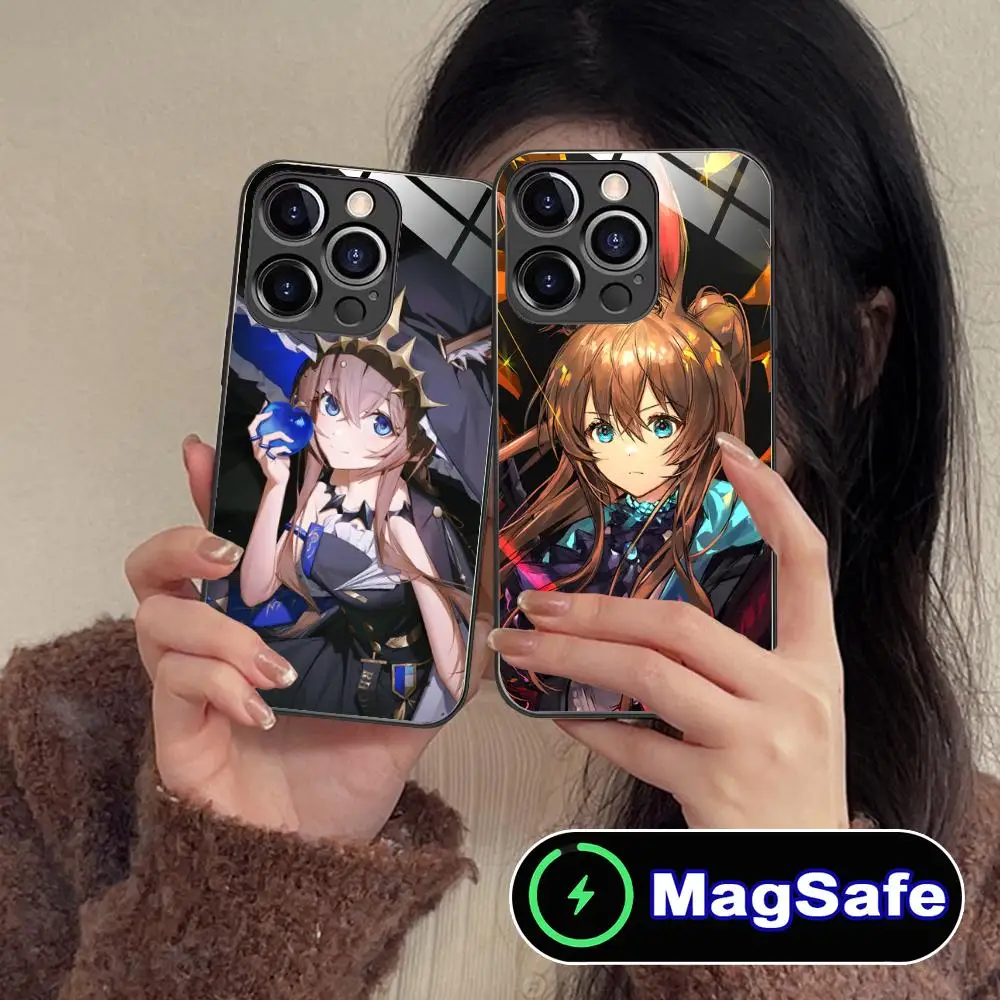 

Чехол для мобильного телефона Arknights Amiya для iPhone 16, 15, 14, 13, 12, 11 Pro Max Plus Mini MagSafe, защитное стекло, роскошное, красивое