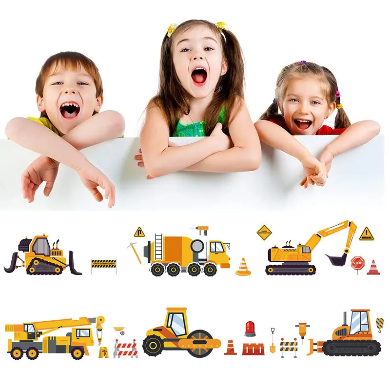 6/12 Children Puzzle Stickers Fun Engineering Vehicle Assembly Puzzle Stickers DIY Cartoon Stickers Children's Educational Toys