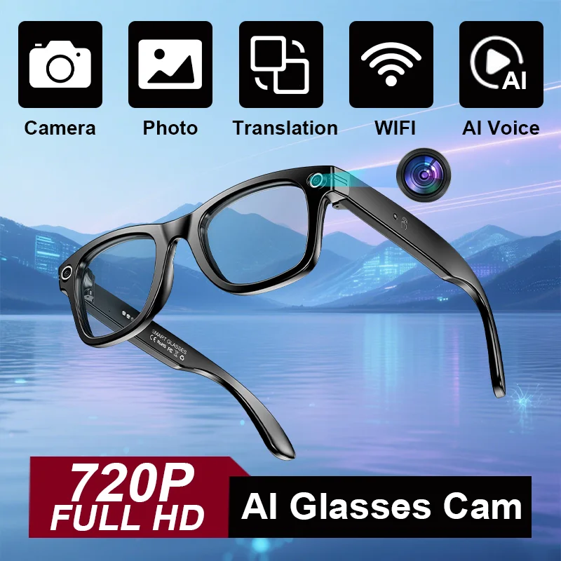 

Smart Glasses Recording Videos AI Photo Recognition Answer Translation 260mAh Large Battery IP65 Waterproof Bluetooth Glasses